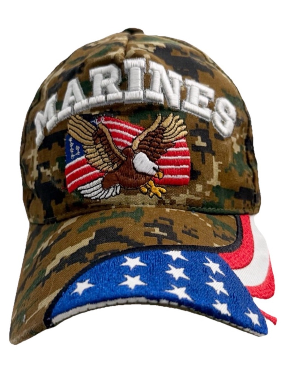 US Marines Camo Hat Patriotic American Flag Eagle Cap